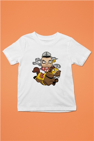 Popeye Jockey Baskılı Beyaz Unisex Çocuk Tişört