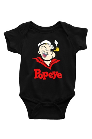 Popeye Siyah Bebek Body - Zıbın