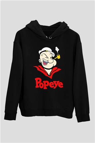 Popeye Siyah Unisex Hoodie