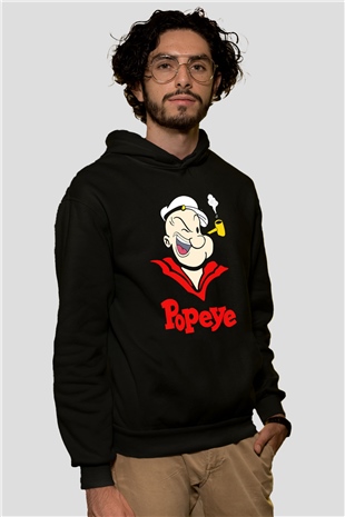 Popeye Siyah Unisex Hoodie