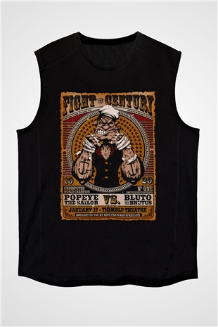 Popeye Siyah Unisex  Kolsuz Tişört