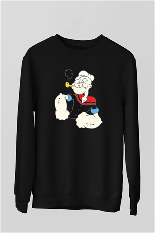 Popeye Siyah Unisex Sweatshirt