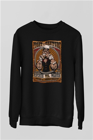 Popeye Siyah Unisex  Sweatshirt