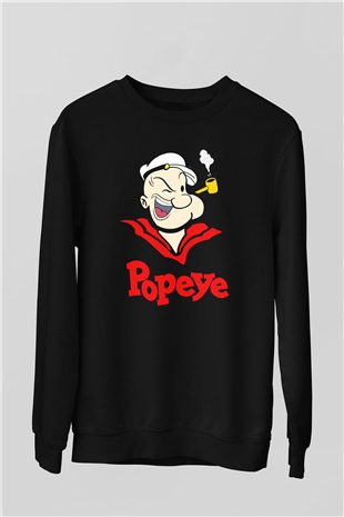 Popeye Siyah Unisex  Sweatshirt