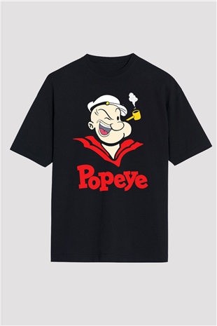 Popeye Siyah Oversize Tişört