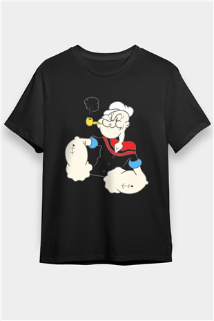 Popeye Siyah Unisex Tişört