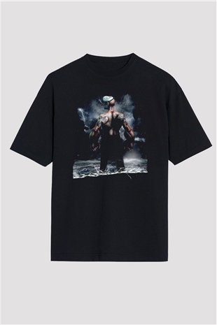 Popeye Siyah Oversize Tişört Oversize T-shirt
