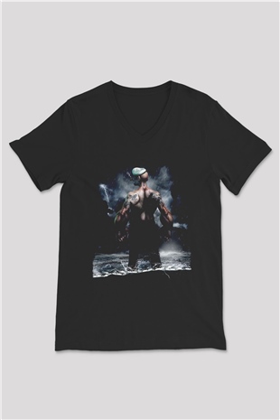 Popeye Siyah Unisex V Yaka Tişört