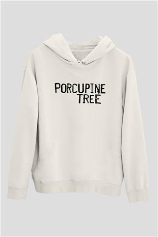 Porcupine Tree Baskılı Beyaz Unisex Kapüşonlu Sweatshirt