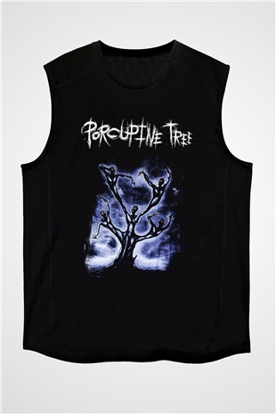 Porcupine Tree Baskılı Unisex Siyah Kolsuz Tişört - Tshirt