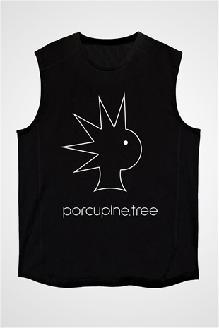 Porcupine Tree Baskılı Unisex Siyah Kolsuz Tişört - Tshirt