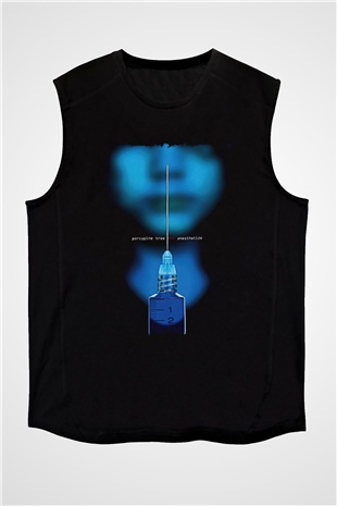 Porcupine Tree Baskılı Unisex Siyah Kolsuz Tişört - Tshirt