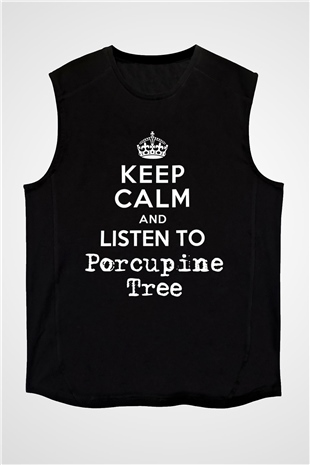 Porcupine Tree Baskılı Unisex Siyah Kolsuz Tişört - Tshirt