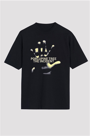 Porcupine Tree Baskılı Unisex Siyah Oversize Tişört - Tshirt