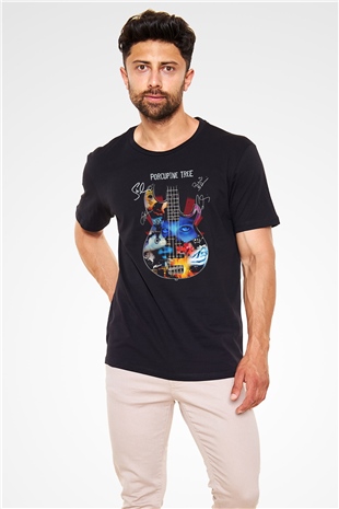 Porcupine Tree Baskılı Unisex Siyah Tişört - Tshirt