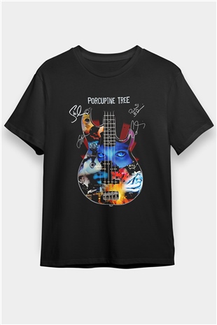 Porcupine Tree Baskılı Unisex Siyah Tişört - Tshirt