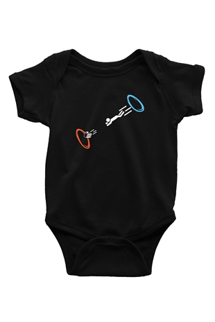 Portal Baskılı Siyah Bebek Body - Zıbın