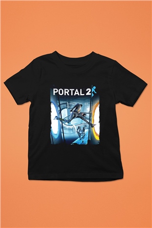 Portal Siyah Unisex Çocuk Tişört