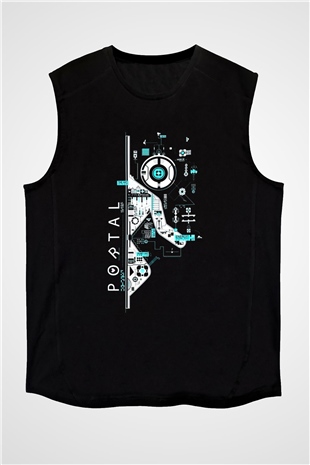 Portal Siyah Unisex Kolsuz Tişört
