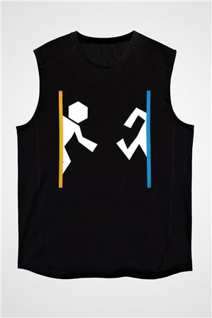 Portal Siyah Unisex Kolsuz Tişört