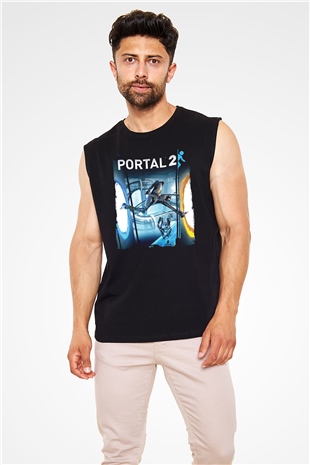 Portal Siyah Unisex Kolsuz Tişört