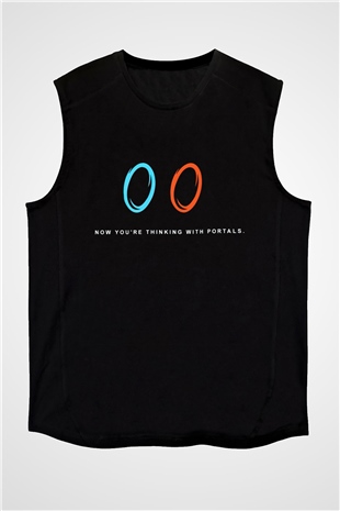 Portal Siyah Unisex Kolsuz Tişört