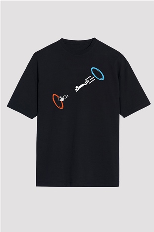 Portal Siyah Unisex Oversize Tişört T-Shirt