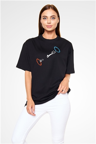 Portal Siyah Unisex Oversize Tişört T-Shirt