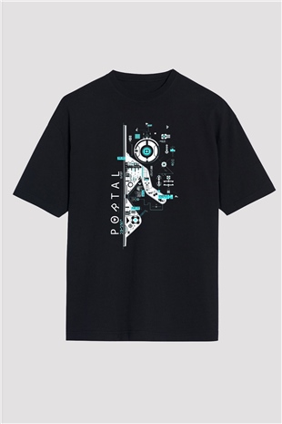 Portal Siyah Unisex Oversize Tişört T-Shirt