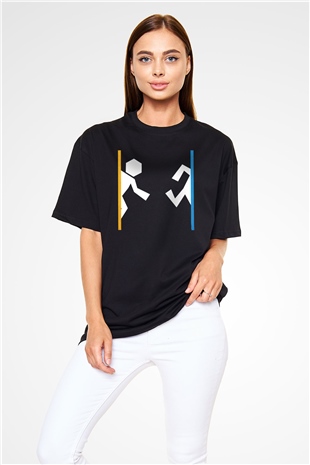 Portal Siyah Unisex Oversize Tişört T-Shirt