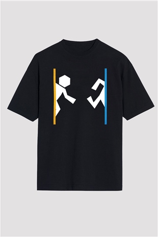 Portal Siyah Unisex Oversize Tişört T-Shirt