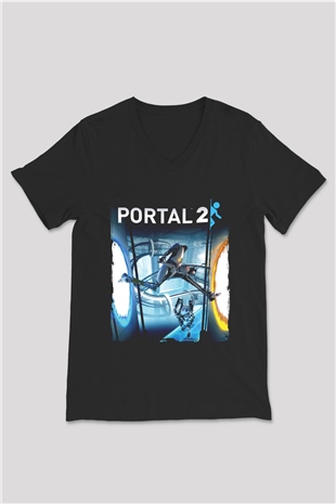 Portal Siyah Unisex V Yaka Tişört