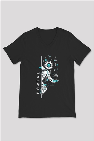 Portal Siyah Unisex V Yaka Tişört T-Shirt