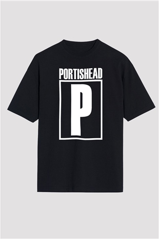 Portishead Baskılı Unisex Siyah Oversize Tişört - Tshirt