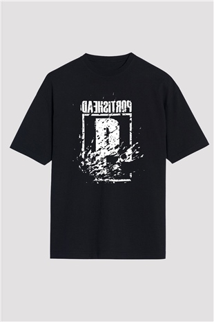 Portishead Baskılı Unisex Siyah Oversize Tişört - Tshirt