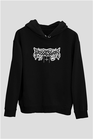 Possessed Baskılı Unisex Siyah Kapüşonlu Sweatshirt