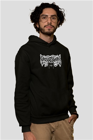 Possessed Baskılı Unisex Siyah Kapüşonlu Sweatshirt