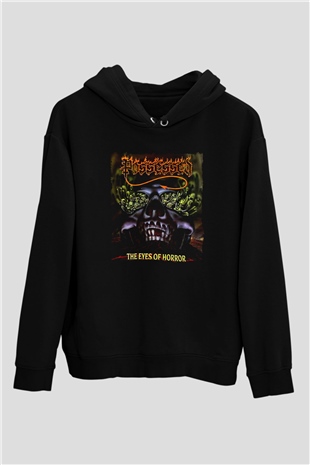 Possessed Baskılı Unisex Siyah Kapüşonlu Sweatshirt