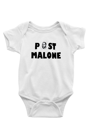 Post Malone Baskılı Beyaz Unisex Bebek Body - Zıbın