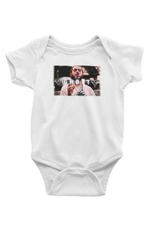 Post Malone Baskılı Beyaz Unisex Bebek Body - Zıbın