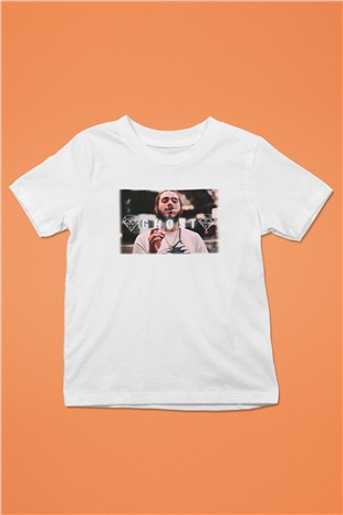 Post Malone Baskılı Beyaz Unisex Çocuk Tişört
