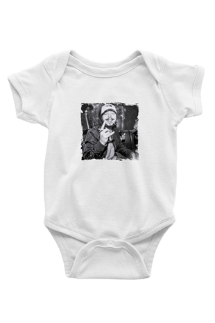 Post Malone Baskılı Unisex Beyaz Bebek Body - Zıbın