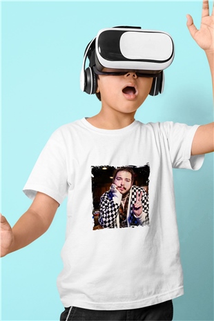 Post Malone Baskılı Unisex Beyaz Çocuk Tişört