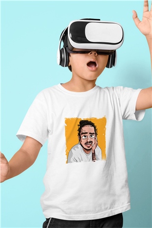 Post Malone Baskılı Unisex Beyaz Çocuk Tişört