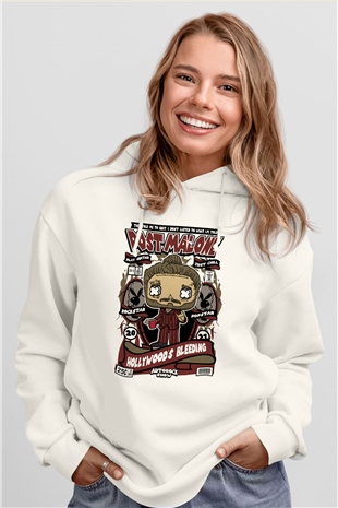 Post Malone Baskılı Unisex Beyaz Hoodie