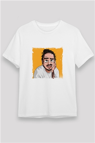 Post Malone Baskılı Unisex Beyaz Tişört