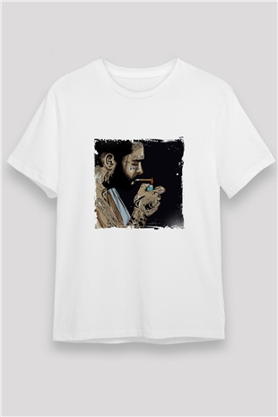 Post Malone Baskılı Unisex Beyaz Tişört