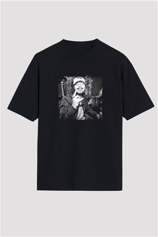 Post Malone Baskılı Unisex Oversize Siyah Tişört
