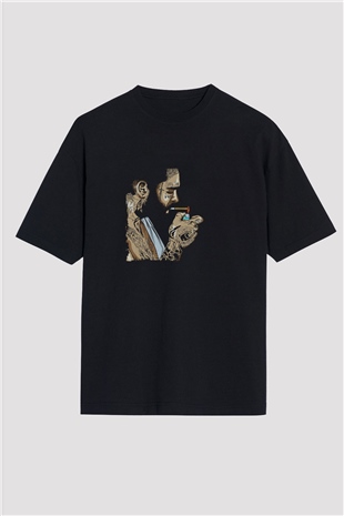 Post Malone Baskılı Unisex Oversize Siyah Tişört