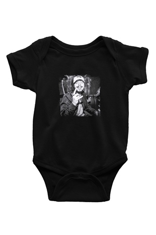 Post Malone Baskılı Unisex Siyah Bebek Body - Zıbın